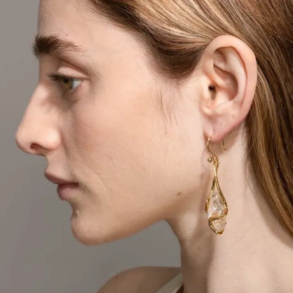 Alexis Bittar Liquid Vine Lucite Suspended Raindrop Wire Earrings - Picture 4 of 5